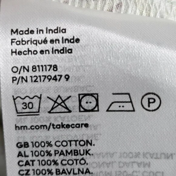 H&M White w/Multi Floral Print Removable Spaghetti Strap Smocked Top Dress Large - Picture 8 of 9